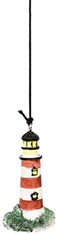 Ebros Nautical Lighthouse Wind Chime with Red White Striped Bands