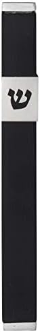 AS Mezuzah Case with Modern Shin Design Black 6 Inches