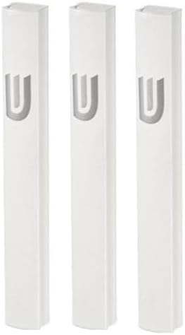 Modern Shin Design Aluminum Mezuzah Case - 3 Pieces White