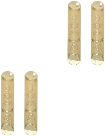 LOGOFUN 4-Piece Metal Mezuzah Case with Scroll Star of David
