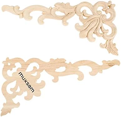 MUXSAM 1-Pair Wood Carved Onlays 787x394 Inch Decorative Accents