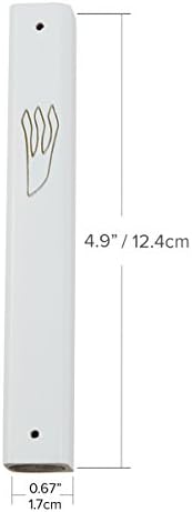 Peer Hastam White Wood Mezuzah Case With Gold Shin