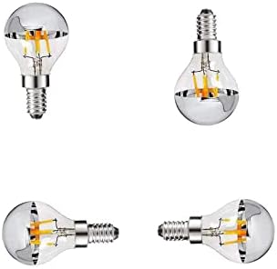 G45 Half Chrome Dimmable LED Candelabra Bulbs 4W Equivalent 5 Pack