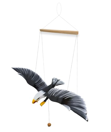 WitnyStore 25 Inch Black Eagle Wooden Bird Mobile