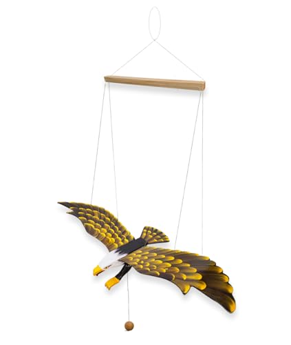 WitnyStore 24 Inch Blue Crane Wooden Bird Mobile
