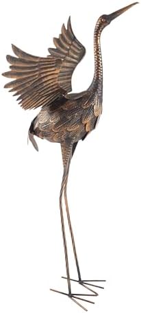 Pure Garden 35-Inch Flying Crane Metal Statue