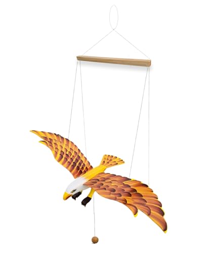 WitnyStore Yellow Eagle Wooden Flapping Wing Mobile 25 Inches