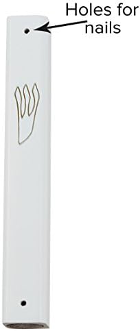 Peer Hastam White Wood Mezuzah Case With Gold Shin