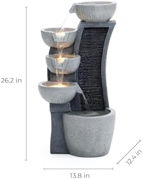 LuxenHome Modern Water Fountain with LED Lights