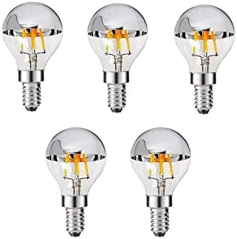 G45 Half Chrome Dimmable LED Candelabra Bulbs 4W Equivalent 5 Pack