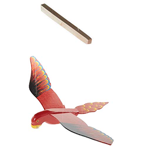 WitnyStore Red Parrot Wooden Flapping Wing Mobile 18 Inches