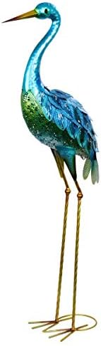 Exhart Blue Coastal Crane Garden Statue