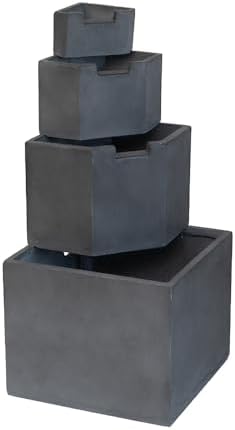 AB Home Tall Gray Concrete Water Fountain with 4 Tier Design
