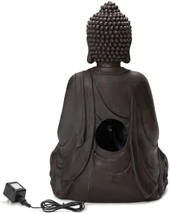 Glitzhome 24 Inch Zen Buddha Water Fountain with Pump and LED Light