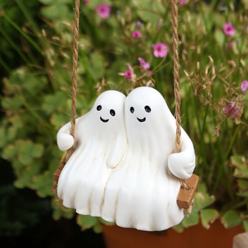 Swing Ghost Couple Garden Statue Outdoor Halloween Decor