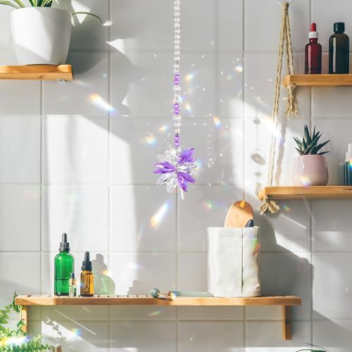 Crystal Suncatcher Flower 13 Inch Hanging Decor Prism