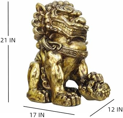 ZOEJADE 21 Inch Large Resin Guardian Lion Outdoor Decor