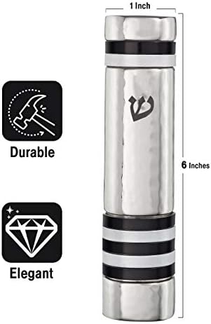 AS Mezuzot 5 Inch Black Stainless Steel Mezuzah Case
