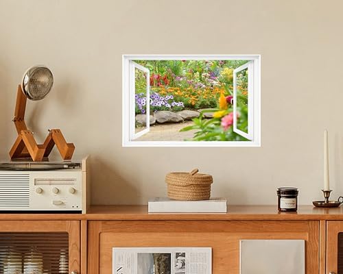 Fake Window Decal 24x16 Vinyl Wall Art Garden Scene Mural Sticker