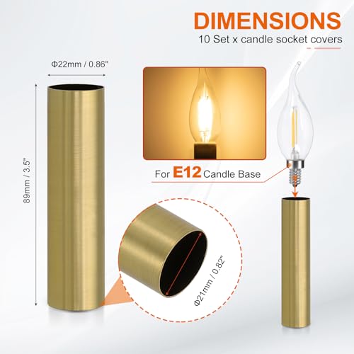 PATIKIL E12 Candle Socket Covers 10Pcs Metal Imitation Copper