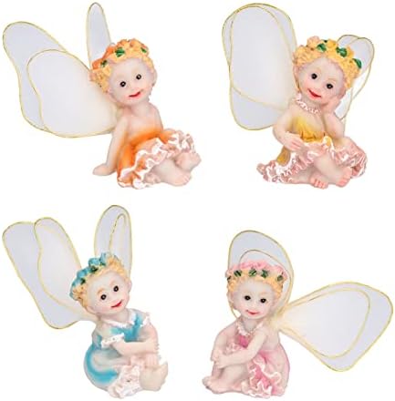 Zerodis Miniature Fairy Statues for Garden Decor 4Pcs Set