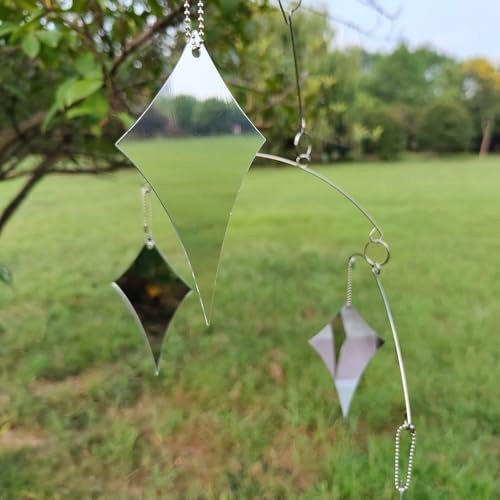 DIY Hanging Mirror Wind Chime Bird Deflector