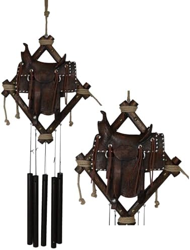 Ebros Gift Large Rustic Horse Saddle Wind Chime