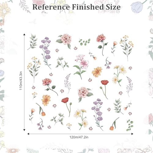 Retro Wildflower Wall Sticker Set 15 Sheets DIY Peel and Stick