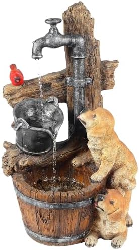 LuxenHome Water Fountain Outdoor with LED Lights