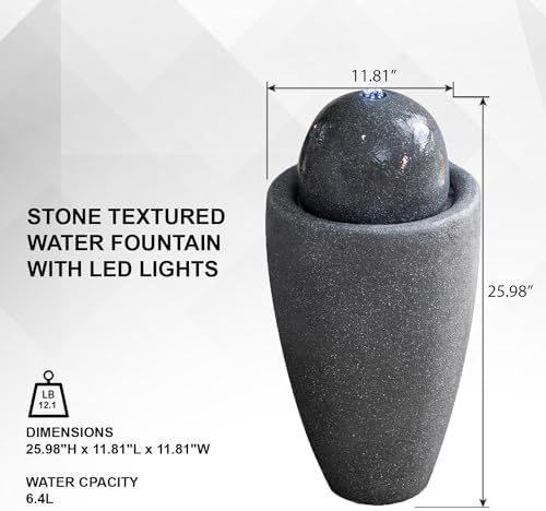 XBrand 2598 Inch Modern Stone Water Fountain with LED Lights