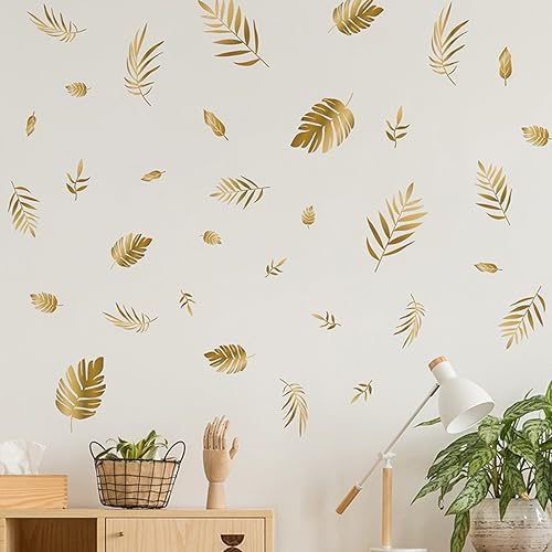 Gold Leaf Wall Decals Peel Stick Botanical Design