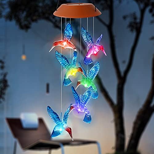 Solar Powered Hummingbird Wind Chimes Outdoor
