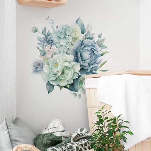 Light Green Peony Flower Wall Stickers Removable Vinyl Art Decals