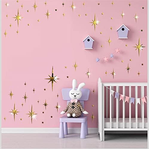Easma 3D Gold Star Mirror Wall Decal