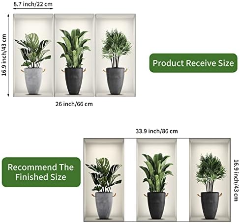 Green Pot Plants Leaves Wall Decals for Bedroom and Nursery