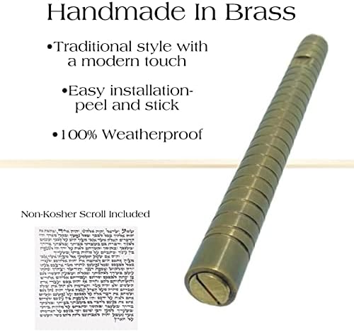 AS Brass Mezuzah Case With Scroll 7 Inches
