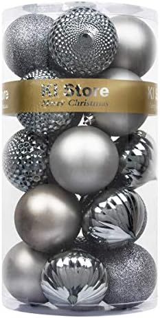 KI Store 315-Inch Gray Christmas Balls 20pcs