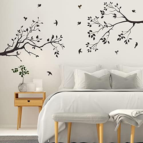 Runtoo Black Tree Branches and Birds Wall Decals