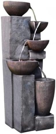 SunJet 5-Tier Outdoor Resin Fountain with LED Lighting