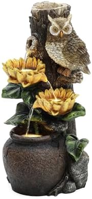 LuxenHome 28 Inch Tall Outdoor Water Fountain with LED Light