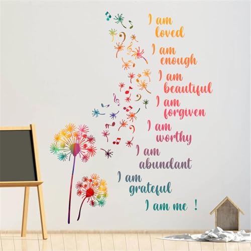 Colorful Dandelion Wall Stickers Motivational Quotes DIY Art