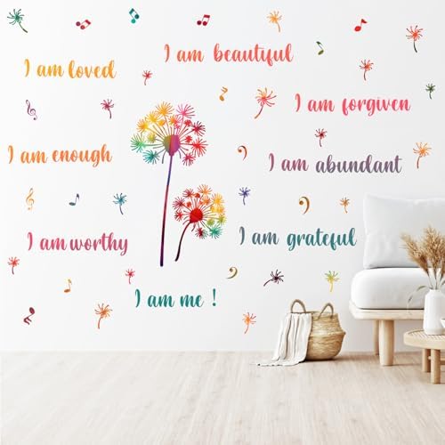 Colorful Dandelion Wall Stickers Motivational Quotes DIY Art