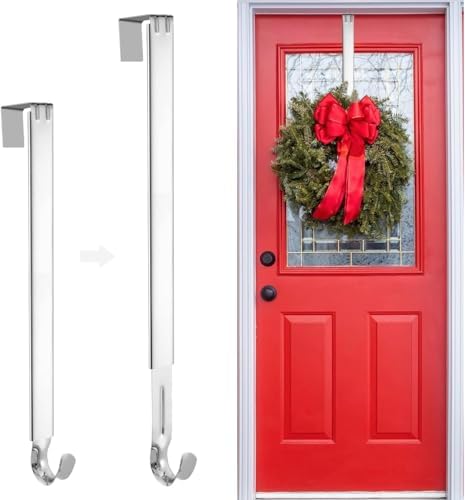 Kederwa Silver Wreath Hanger Adjustable Front Door Holder 15-24 Inch