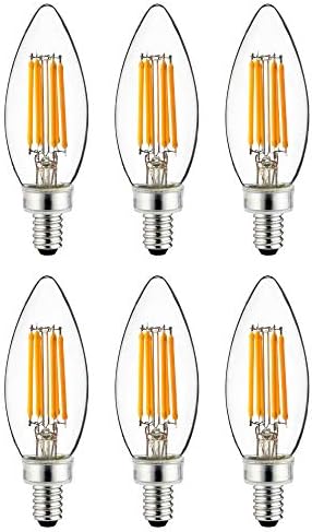 Sunlite 40956 Filament Style LED Chandelier Bulb 5W 6 Pack