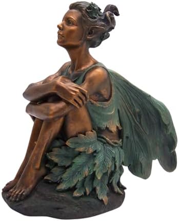 Copper Toned Fairy Garden Statue with Blue Accents 13 Inches