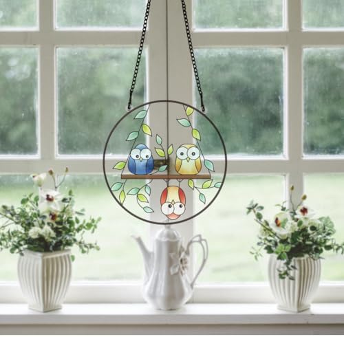 FREEBLOSS Funny Birds Suncatcher Window Hanging