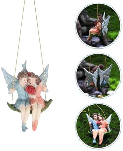 Couple Flower Fairy Garden Pendant Sculpture
