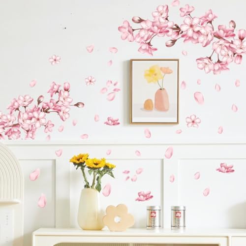 Pink Peach Blossom Wall Stickers for Home Bedroom Decoration