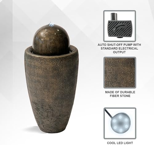 XBrand 2598 H Modern Stone Textured Water Fountain with LED Lights