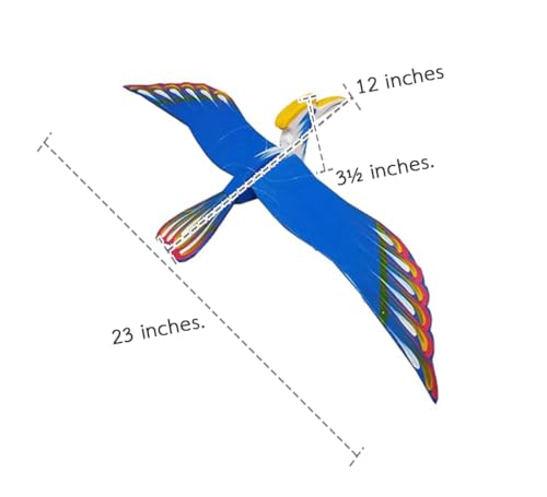 WitnyStore Blue Hornbill Wooden Bird Mobile 23 Inch